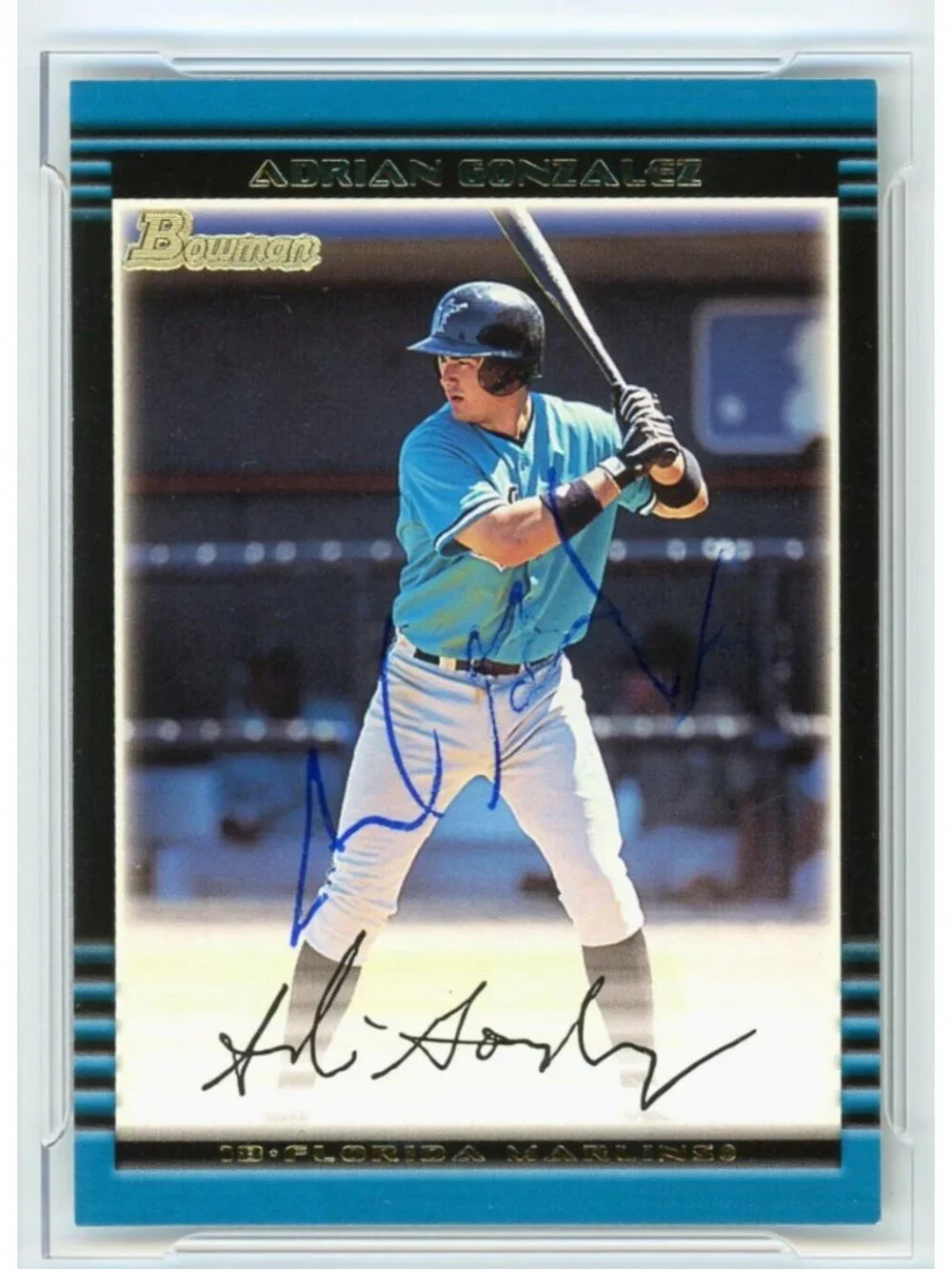 Adrian Gonzalez Signed 2002 Bowman #319 Florida Marlins Slabbed Auto Card